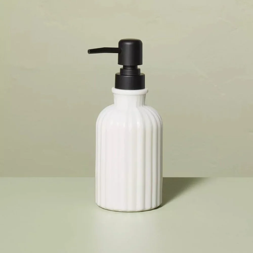 Fluted Milk Glass Soap Pump Black – Hearth & Hand Magnolia,‎ Target 2023